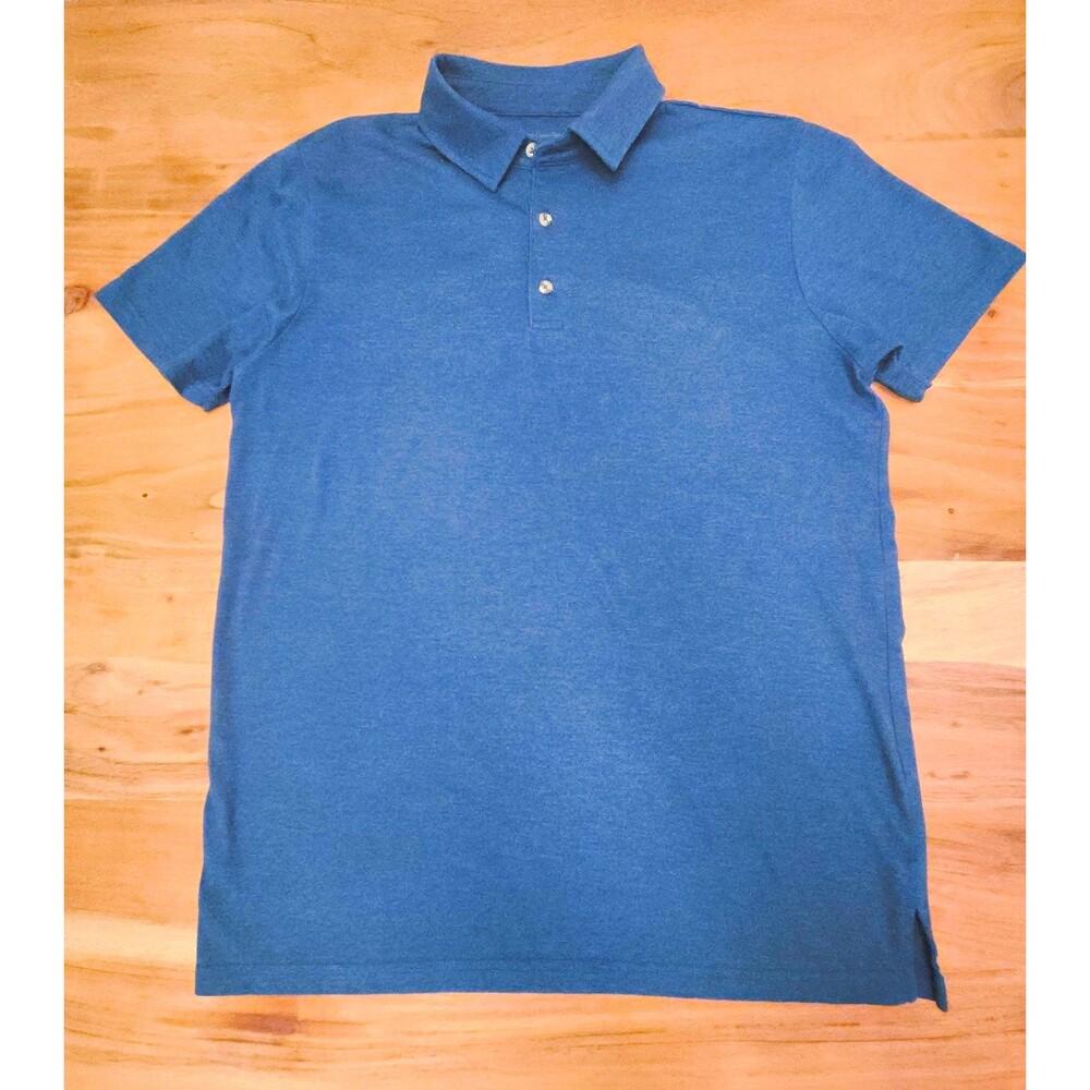 Fresh Clean Threads Men's Blue Short Sleeve Polo Shirt Large Stratosoft